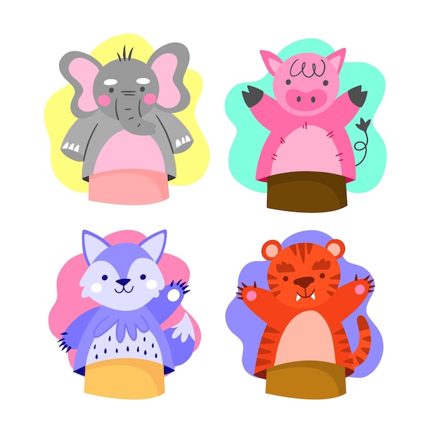 Free vector collection of cute hand puppets for children