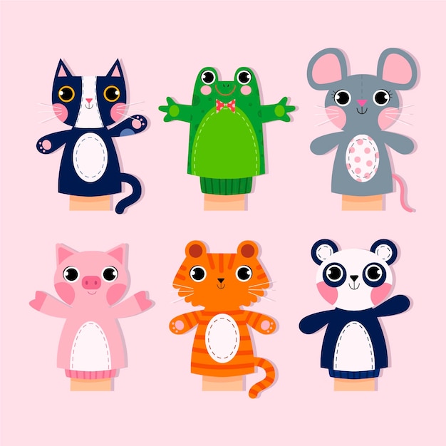 Free vector collection of cute hand puppets for children