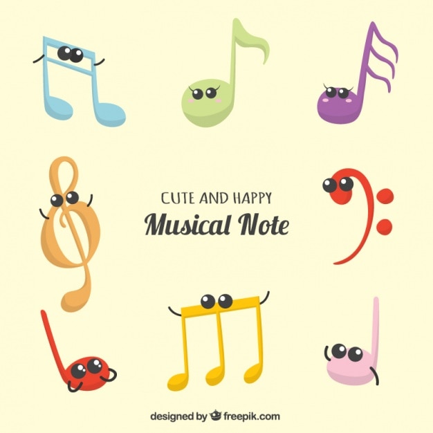 Free vector collection of cute and happy musical notes