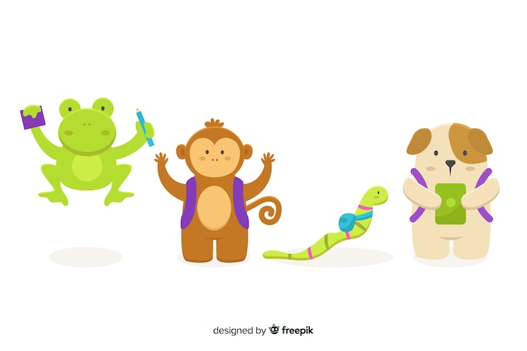 無料Vector 学校でかわいいイラスト動物のコレクション
