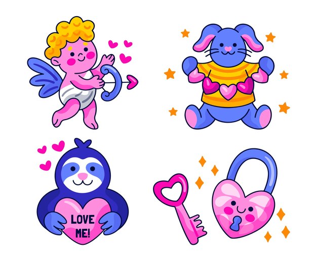 Collection of cute love stickers