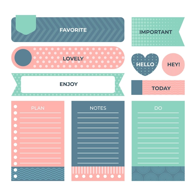 Free vector collection of cute planner scrapbook elements