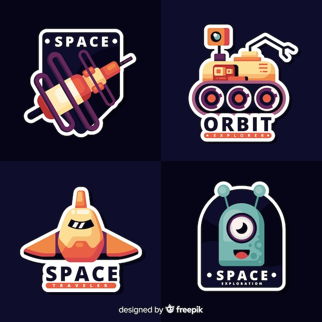 Collection of cute space stickers