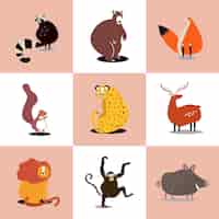 Free vector collection of cute wild animals illustrations