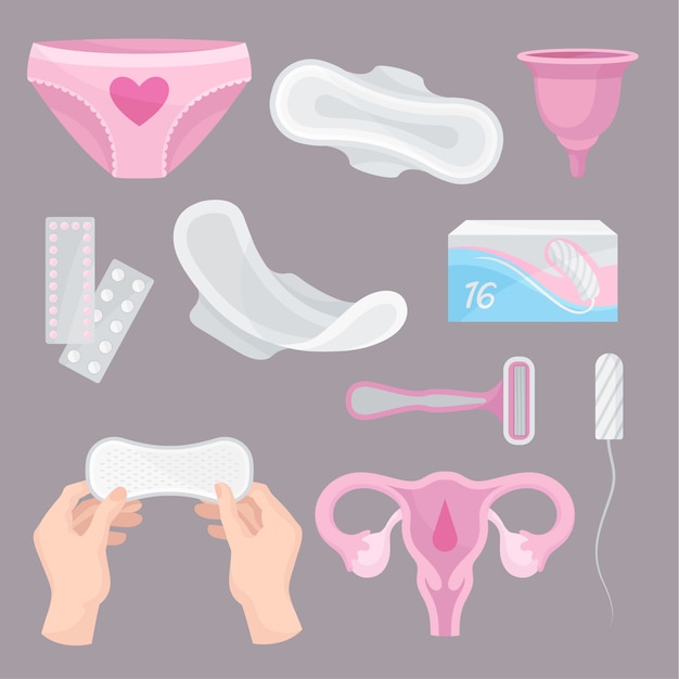 Collection daily hygiene products.   illustration.