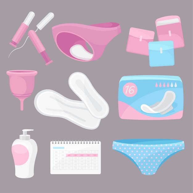 Collection daily hygiene products.   illustration.