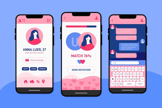 Free vector collection of dating app interface