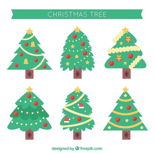 Collection of decorated christmas trees in various shapes