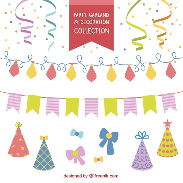 Collection of decoration and party garlands