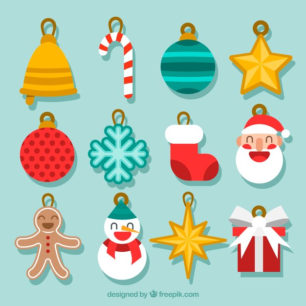 Collection of decorative element for christmas tree