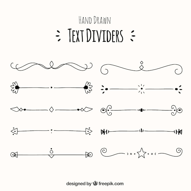 Collection of decorative hand drawn text divider