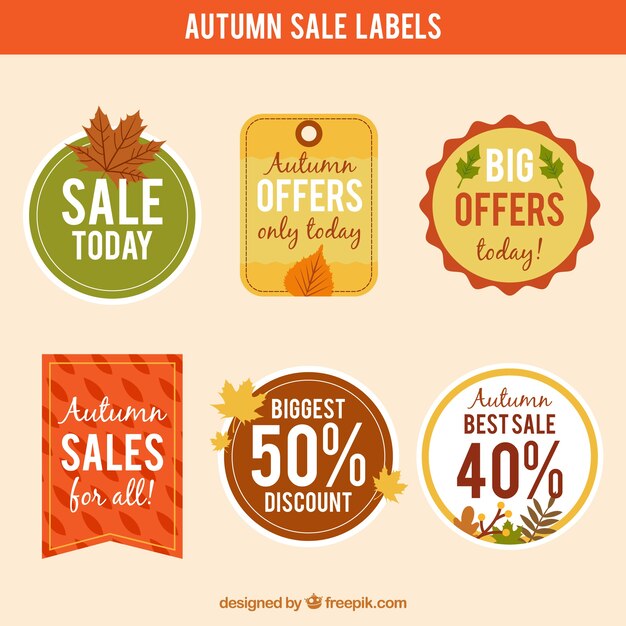 Collection of decorative labels with big discounts
