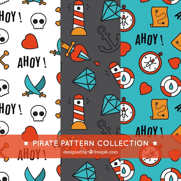 Collection of decorative pirate patterns
