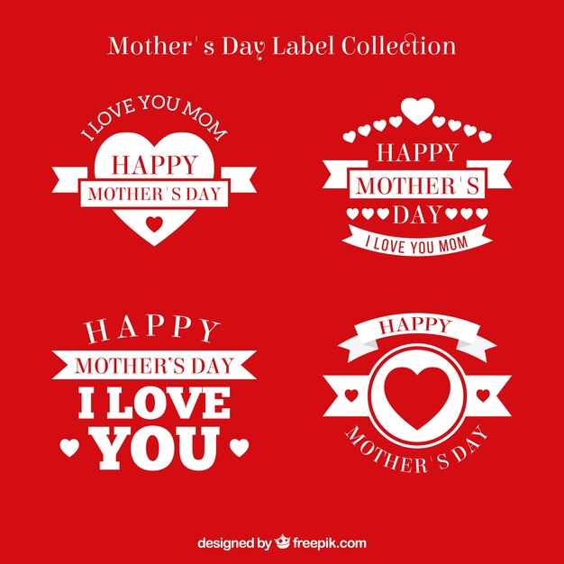 Collection of decorative stickers for mother's day