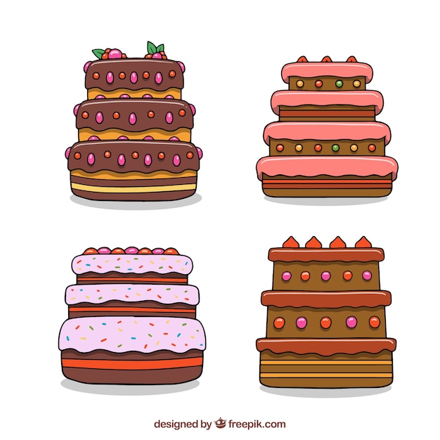 Collection of delicious cakes – Free vector templates for download