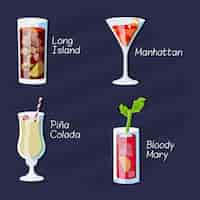 Free vector collection of delicious drawn cocktails