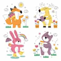 Free vector collection of different animal stickers