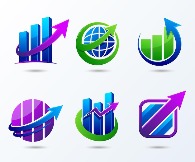 Collection of different business growth stickers