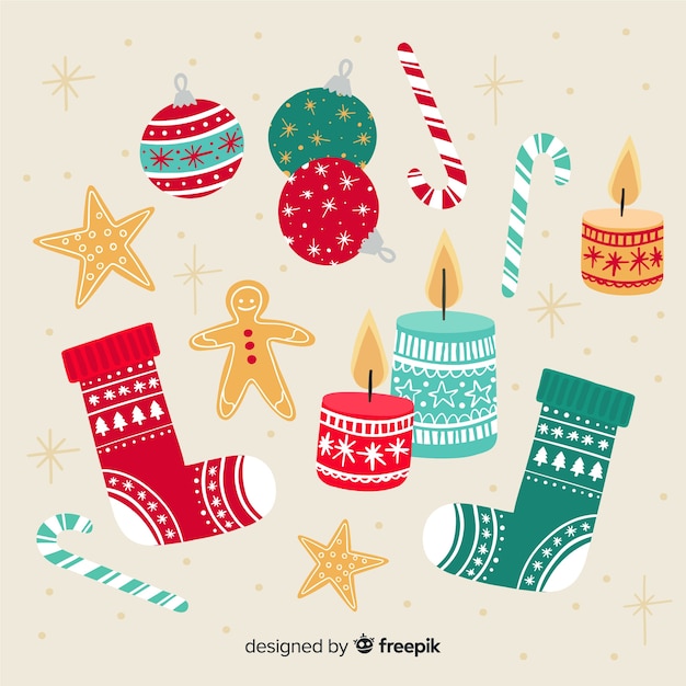 Free vector collection of different christmas elements