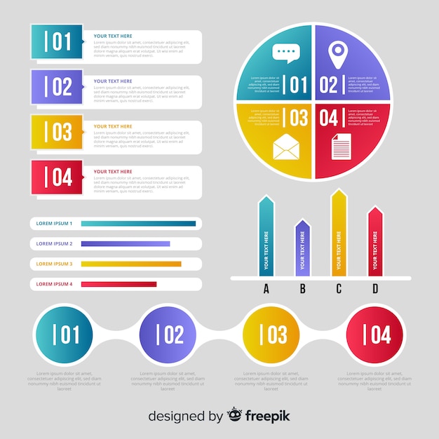 Collection of different colorful infographic elements