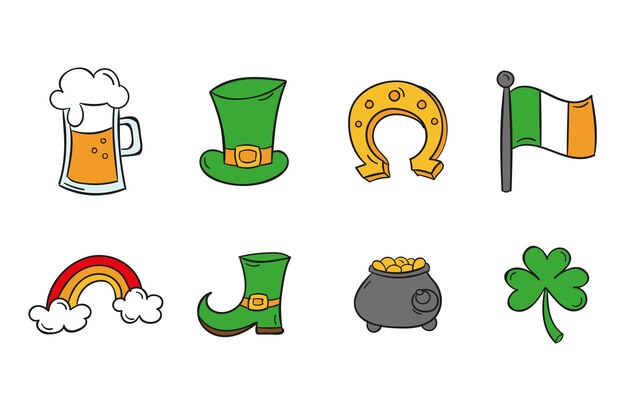 Collection of different colorful st. patrick's day elements