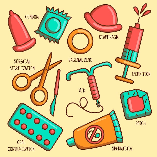 Free vector collection of different contraception methods