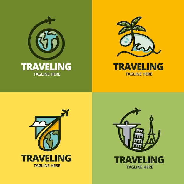 Free vector collection of different creative logos for traveling companies