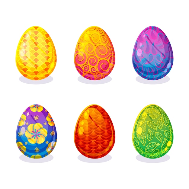 Collection of different cute easter eggs