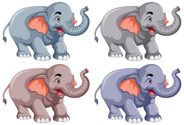 Free vector collection of different elephants