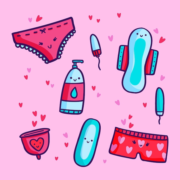 Free vector collection of different feminine hygiene products