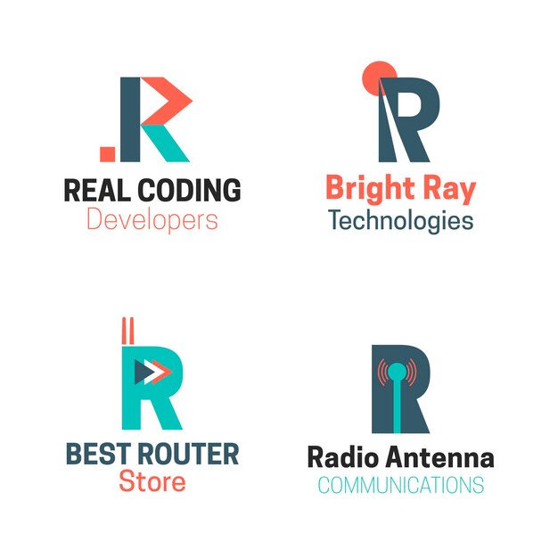 Коллекция различных плоских логотипов r