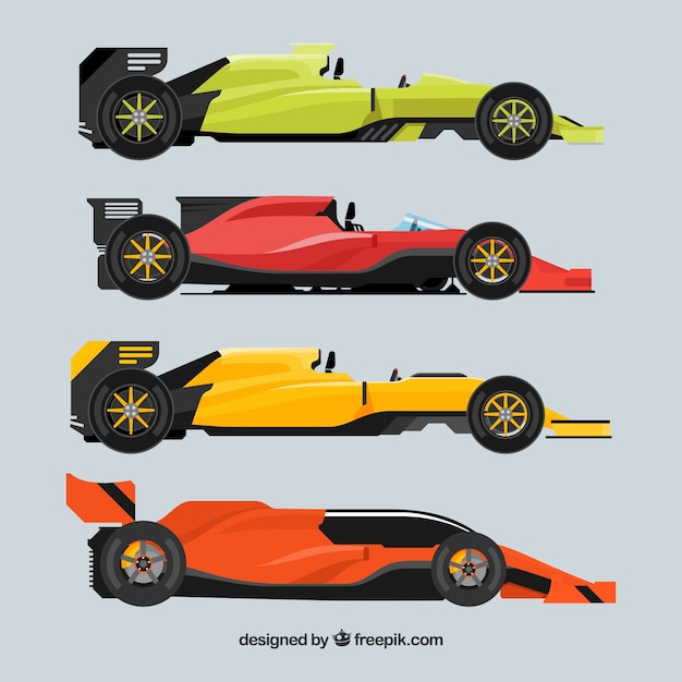 Collection of different formula 1 cars