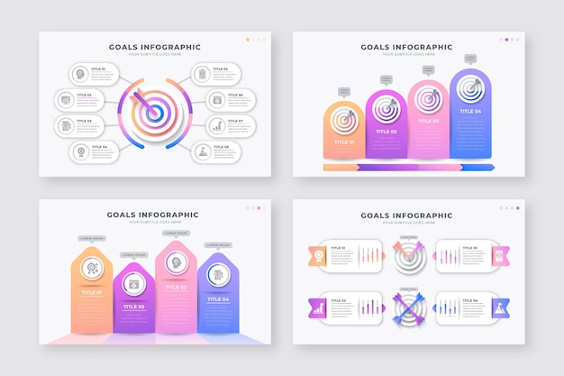 Collection of different goals infographics