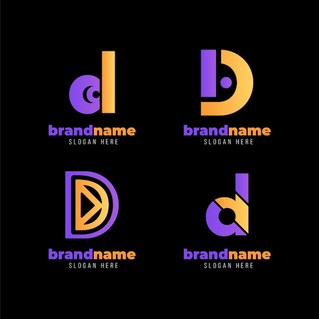 Collection of different gradient d logo