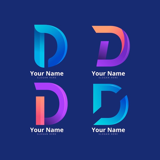 Collection of different gradient d logos