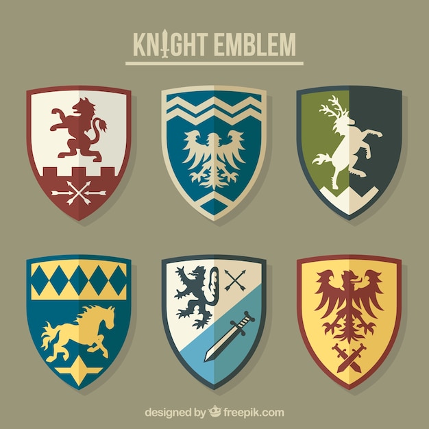 Collection of different knight emblems