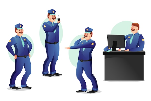 Free vector collection of different police men