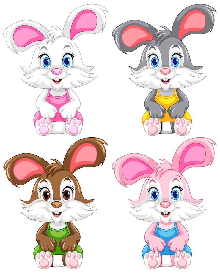 Free Vector collection of different rabbits