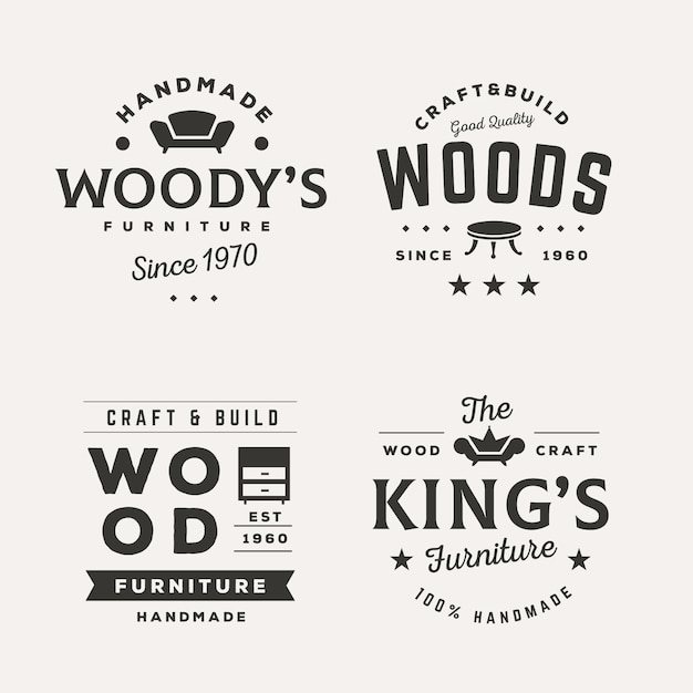 Collection of different retro furniture logos