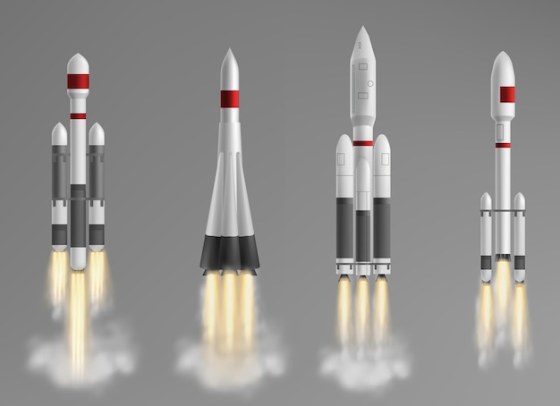 Free vector collection of different rocket ships