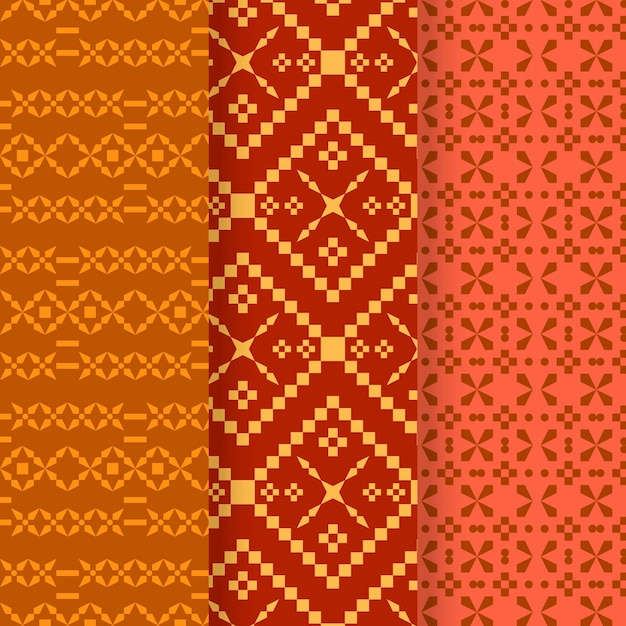 Free vector collection of different songket patterns