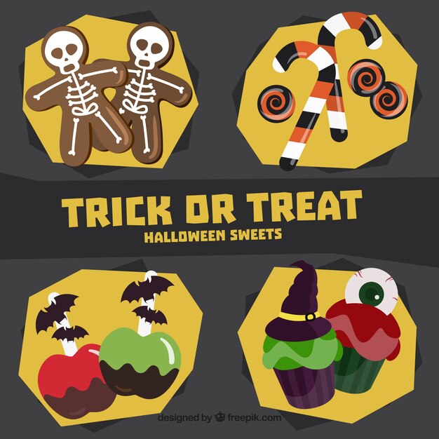 Collection of different sweets for halloween