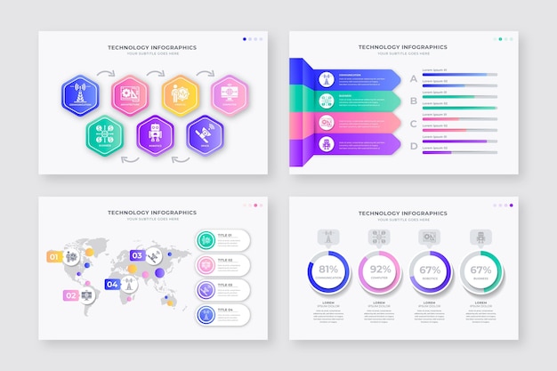 Free vector collection of different technology infographic