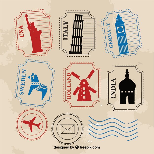 collection of different travel stamps