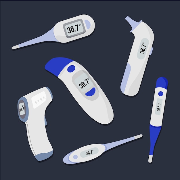 Collection of different types of thermometers