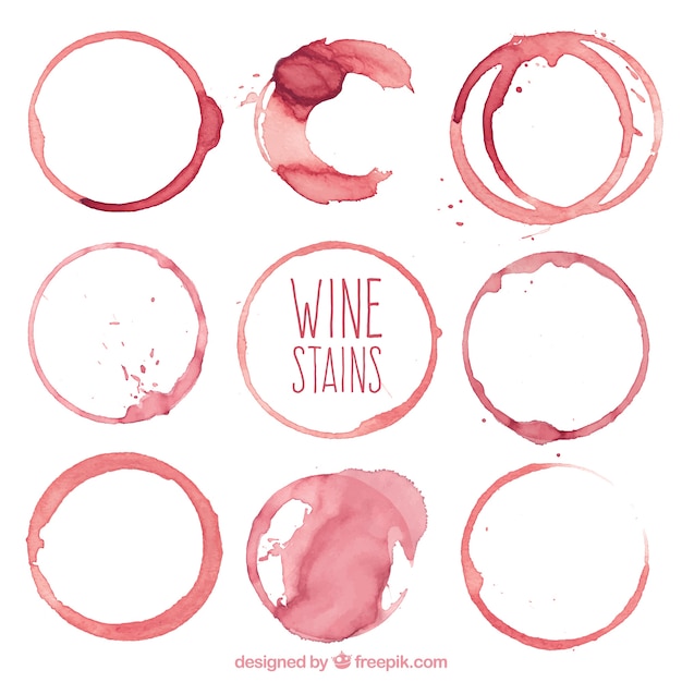 Collection of different types of wine stains