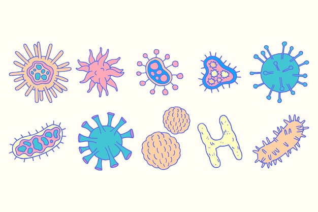 Collection of different viruses illustrated