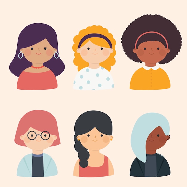 Free vector collection of different young women avatars