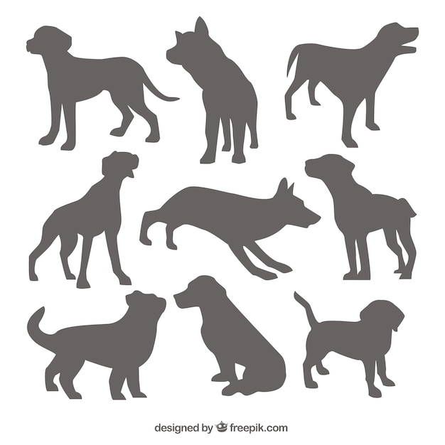 Free vector collection of dog silhouettes