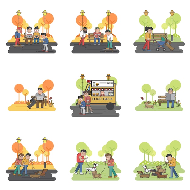 Free vector collection of dogs and outdoor activities